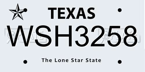 WSH3258 Texas License Plate