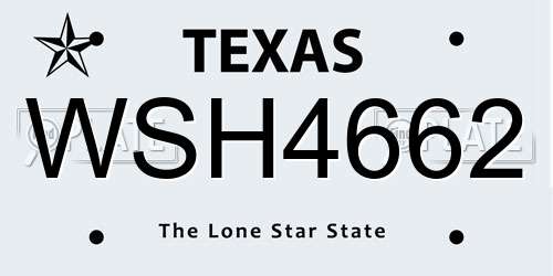 WSH4662 Texas License Plate