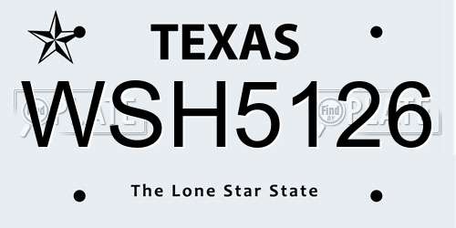 WSH5126 Texas License Plate