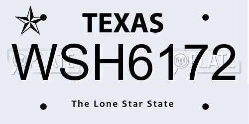 WSH6172 Texas License Plate