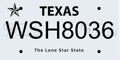WSH8036 Texas License Plate
