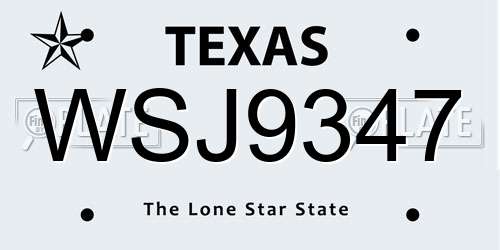 WSJ9347 Texas License Plate