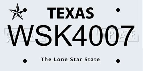 WSK4007 Texas License Plate