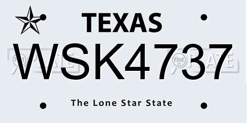 WSK4737 Texas License Plate
