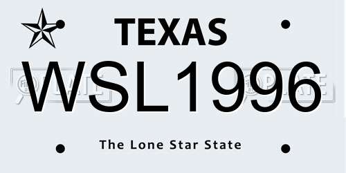 WSL1996 Texas License Plate