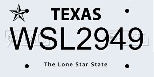 WSL2949 Texas License Plate