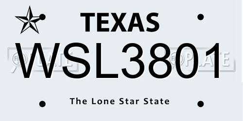 WSL3801 Texas License Plate