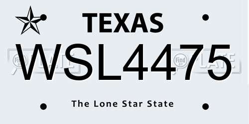 WSL4475 Texas License Plate