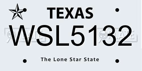 WSL5132 Texas License Plate