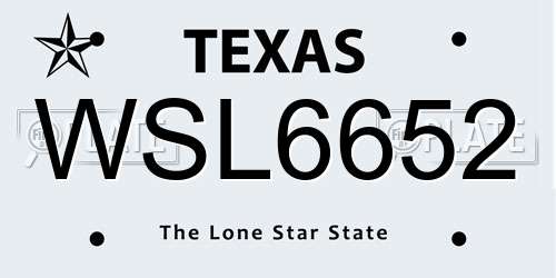 WSL6652 Texas License Plate
