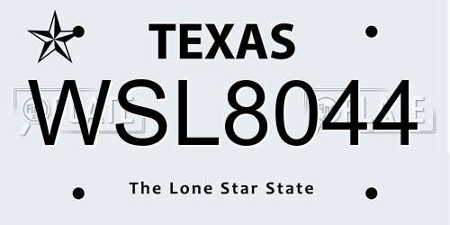 WSL8044 Texas License Plate
