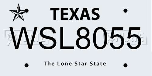 WSL8055 Texas License Plate