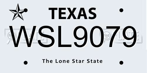 WSL9079 Texas License Plate