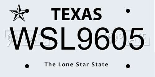 WSL9605 Texas License Plate