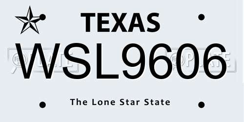 WSL9606 Texas License Plate