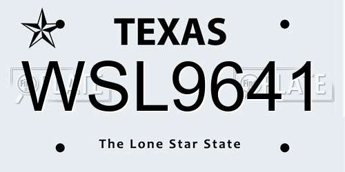 WSL9641 Texas License Plate