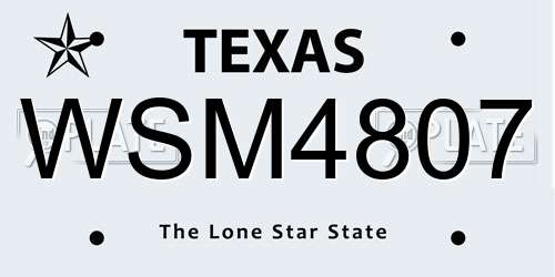 WSM4807 Texas License Plate