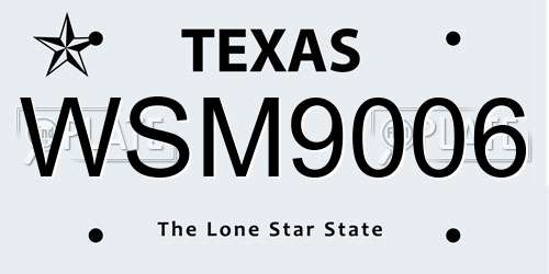 WSM9006 Texas License Plate
