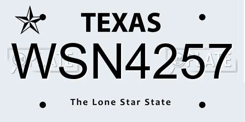 WSN4257 Texas License Plate