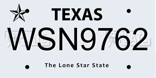 WSN9762 Texas License Plate
