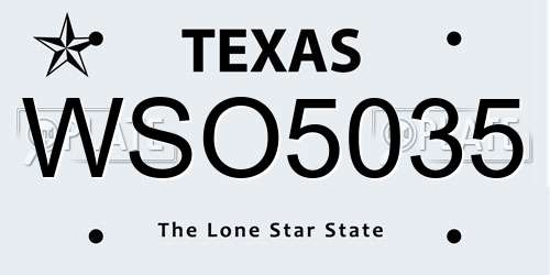WSO5035 Texas License Plate