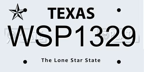 WSP1329 Texas License Plate