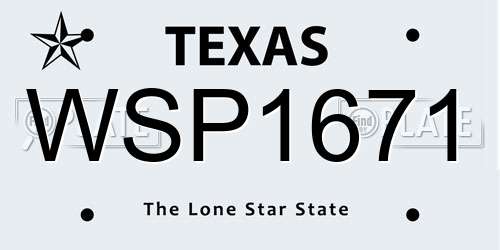 WSP1671 Texas License Plate
