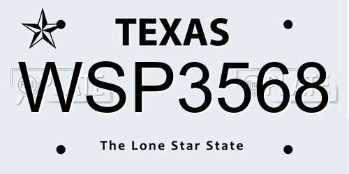 WSP3568 Texas License Plate