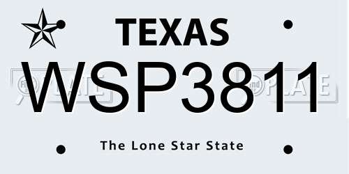 WSP3811 Texas License Plate