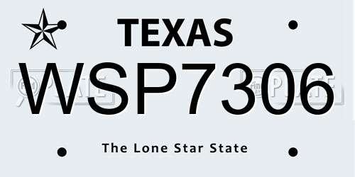 WSP7306 Texas License Plate