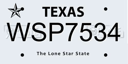 WSP7534 Texas License Plate