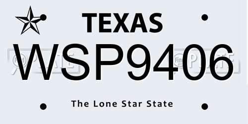 WSP9406 Texas License Plate