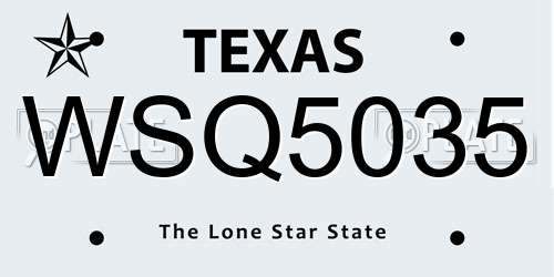WSQ5035 Texas License Plate