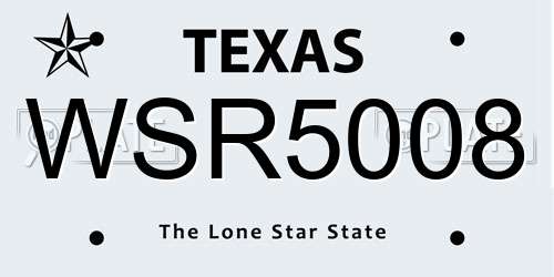 WSR5008 Texas License Plate