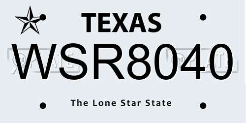 WSR8040 Texas License Plate