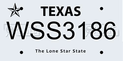 WSS3186 Texas License Plate