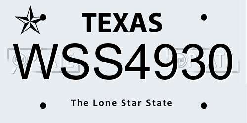 WSS4930 Texas License Plate