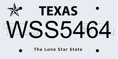 WSS5464 Texas License Plate