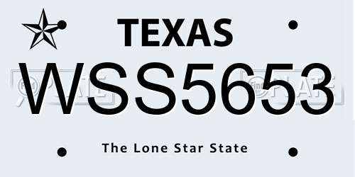 WSS5653 Texas License Plate