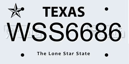WSS6686 Texas License Plate