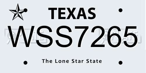 WSS7265 Texas License Plate