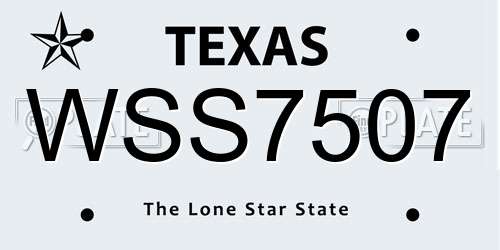 WSS7507 Texas License Plate