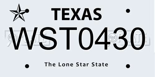 WST0430 Texas License Plate