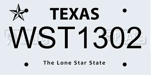 WST1302 Texas License Plate