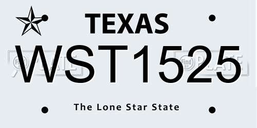 WST1525 Texas License Plate