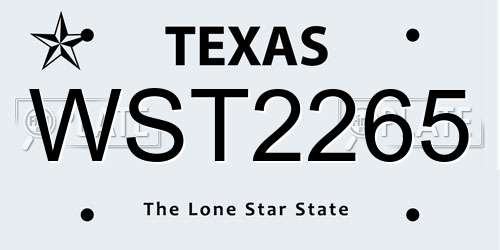 WST2265 Texas License Plate