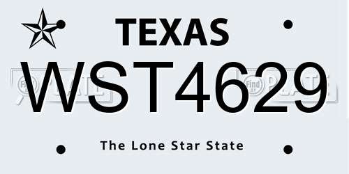 WST4629 Texas License Plate