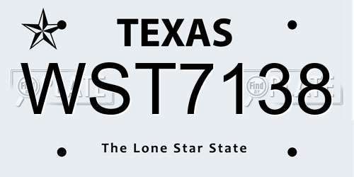 WST7138 Texas License Plate