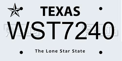 WST7240 Texas License Plate