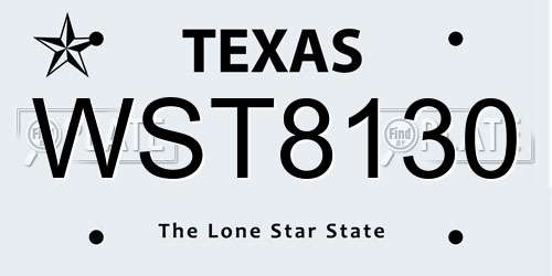 WST8130 Texas License Plate